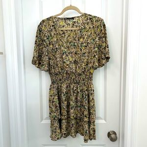 ZARA floral smocked waist mini dress